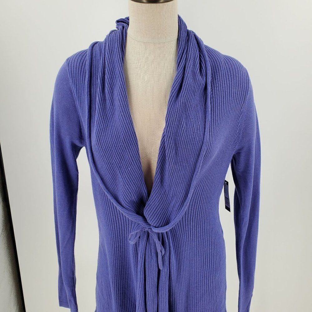 Madison Womens Cardigan Sweater Tie Front Blue Size Medium - Picture 2 of 11